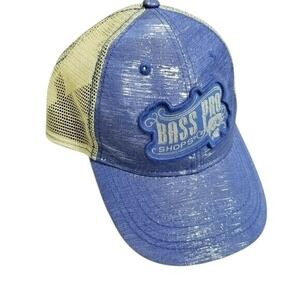 Bass Pro Shops Blue Hat Trucker Cap Silver‎ Details Adjustable Metallic
